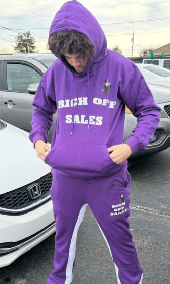 Purple Set ROS — Rich Off Sales hoodie and sweatpant set