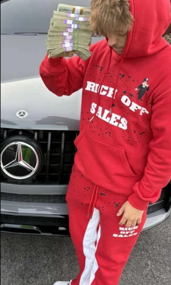 Red Set ROS — Rich Off Sales hoodie and sweatpant set